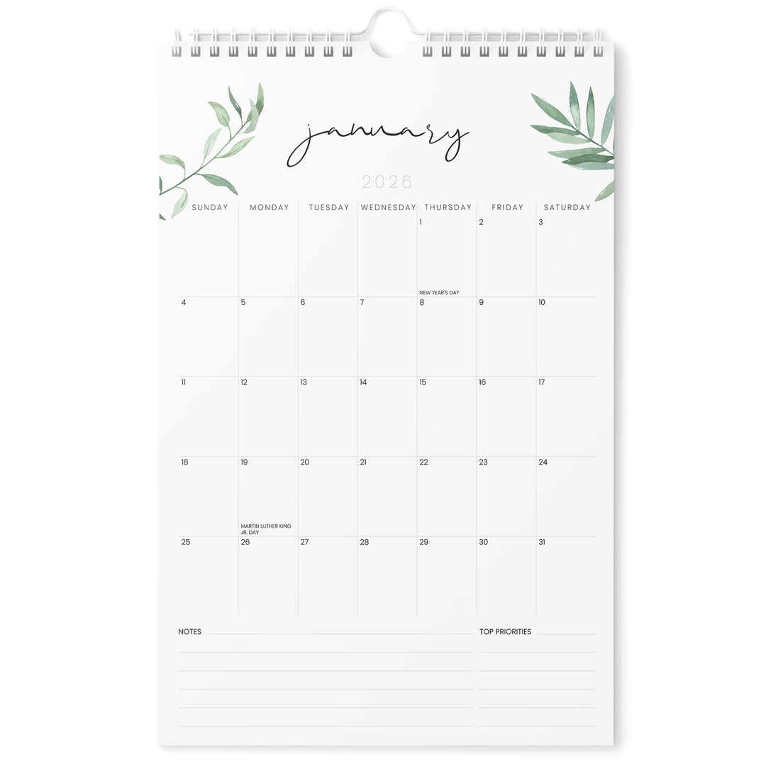 Greenery Calendar 2026 | 18 Months | 11x17