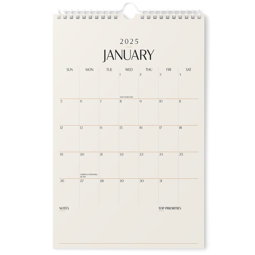 Beige Calendar 2025 | 18 Months | 11x17