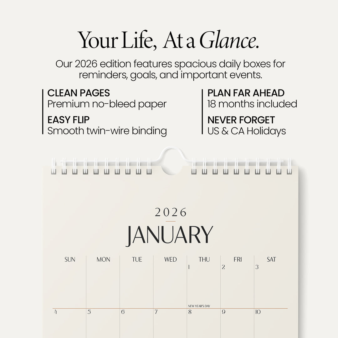 Beige Calendar 2026 | 18 Months | 11x17