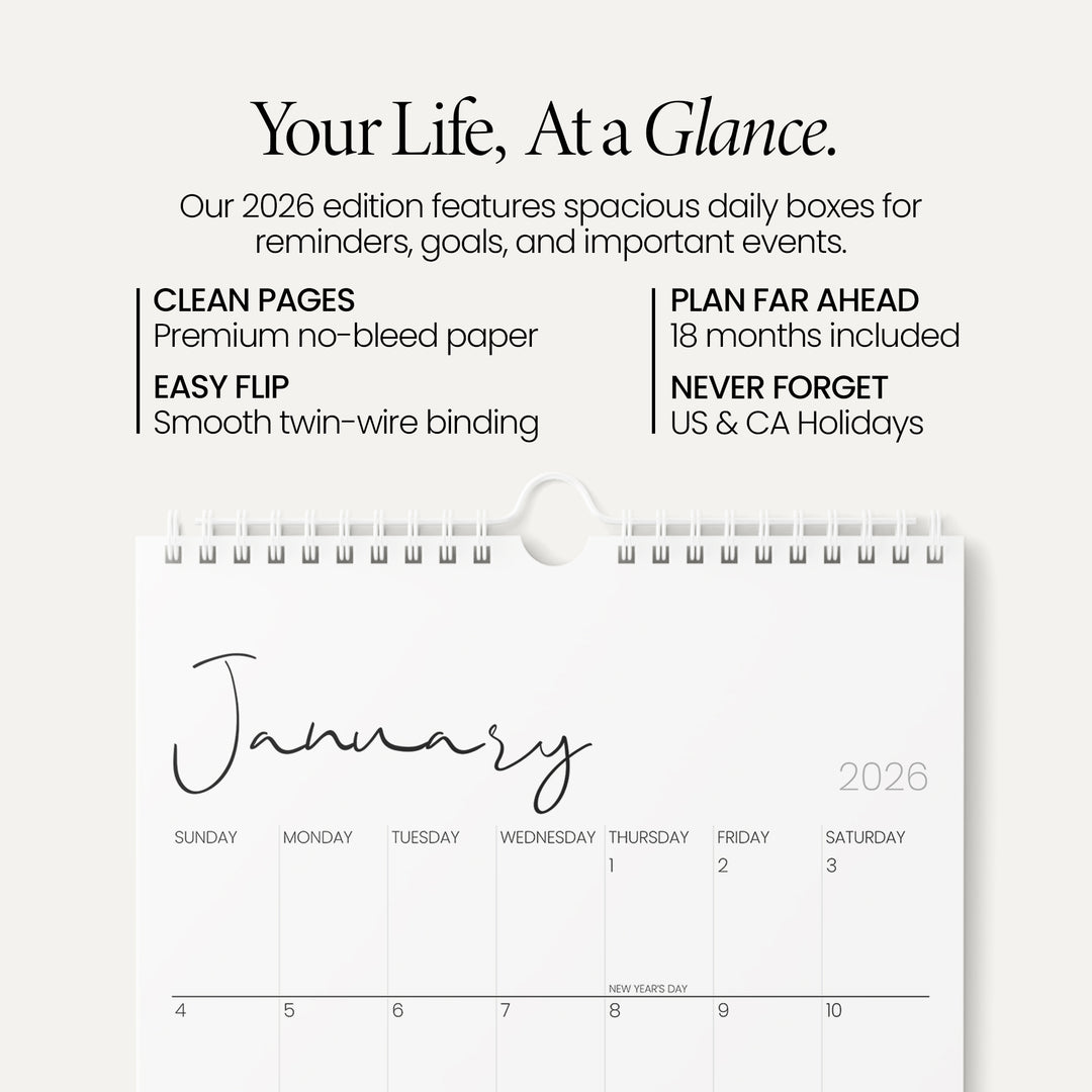 Cursive Calendar 2026 | 18 Months | 11x17