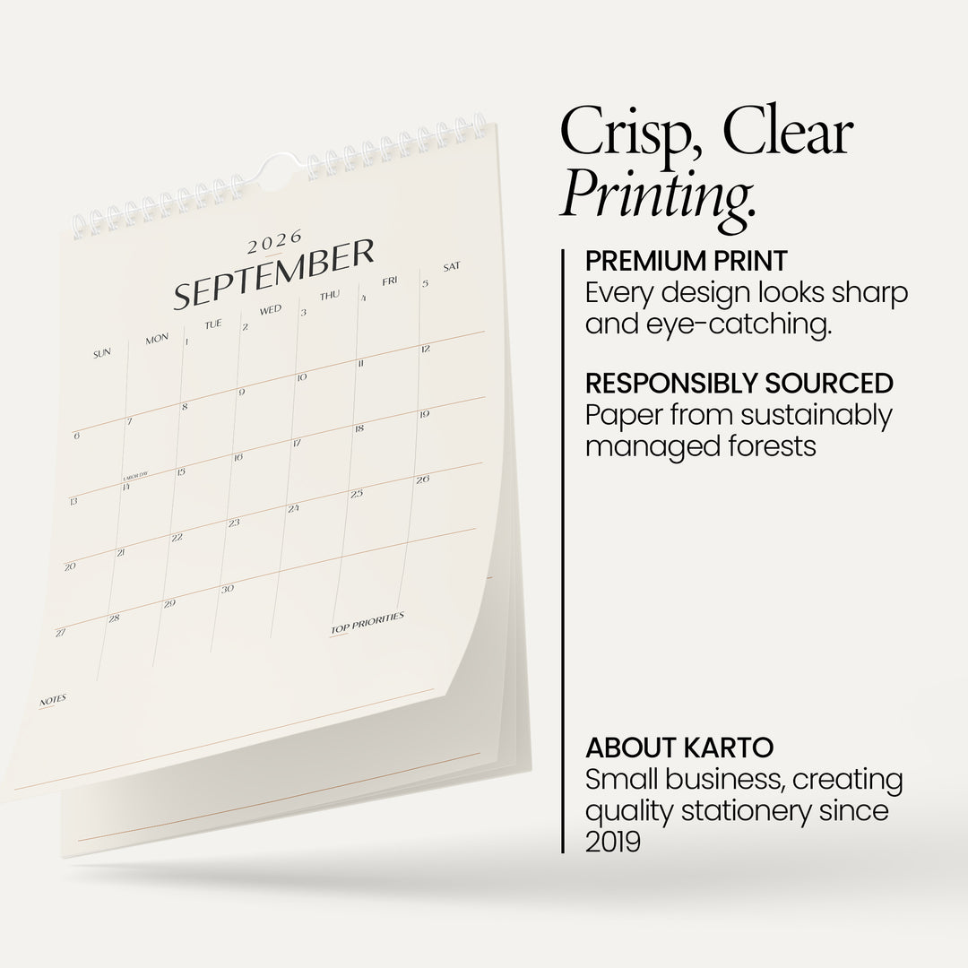 Beige Calendar 2026 | 18 Months | 11x17