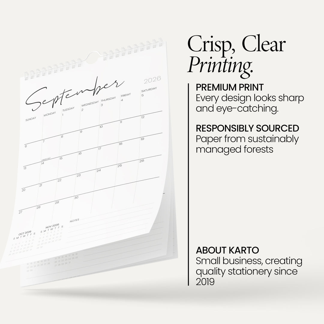 Cursive Calendar 2026 | 18 Months | 11x17