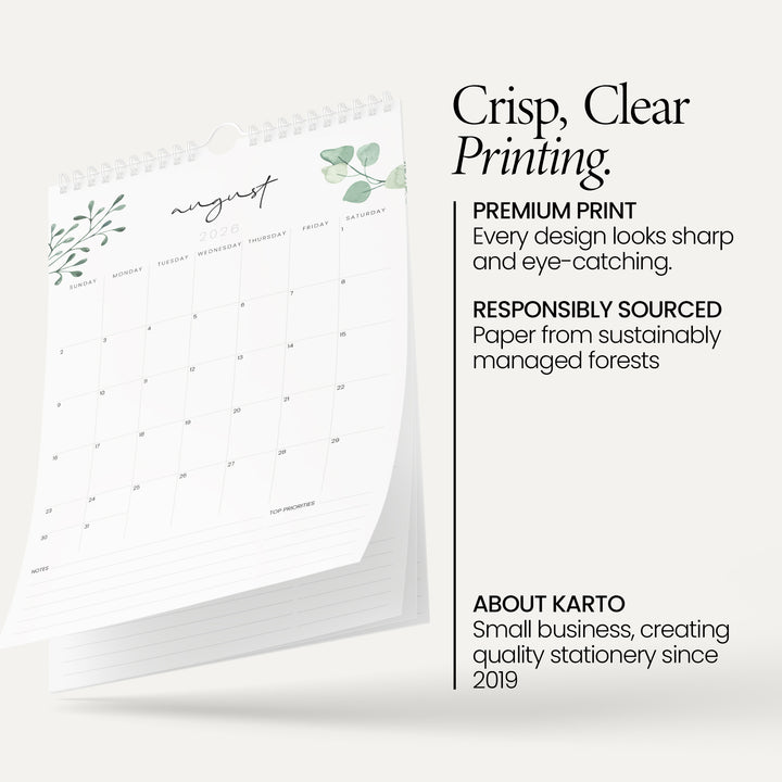 Greenery Calendar 2026 | 18 Months | 11x17