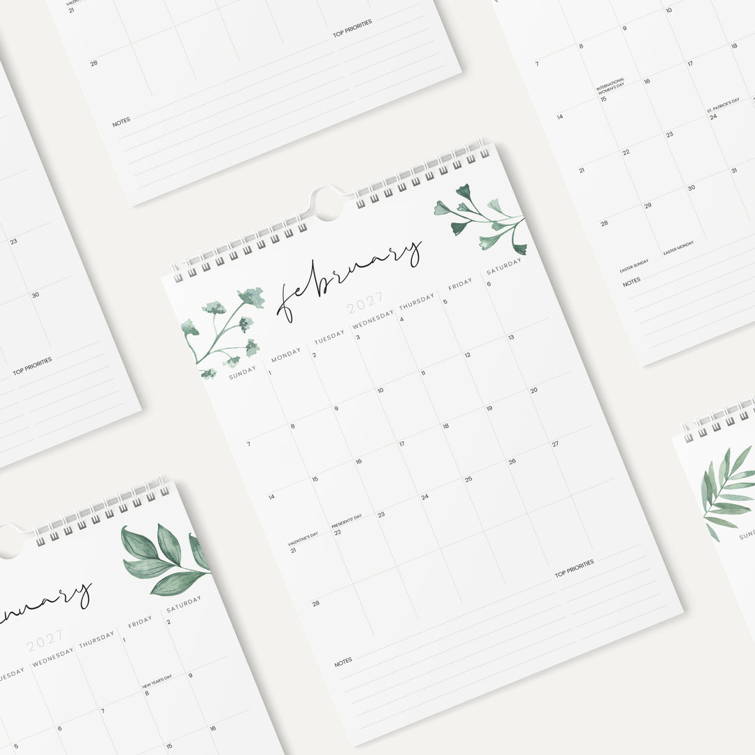 Greenery Calendar 2026 | 18 Months | 11x17