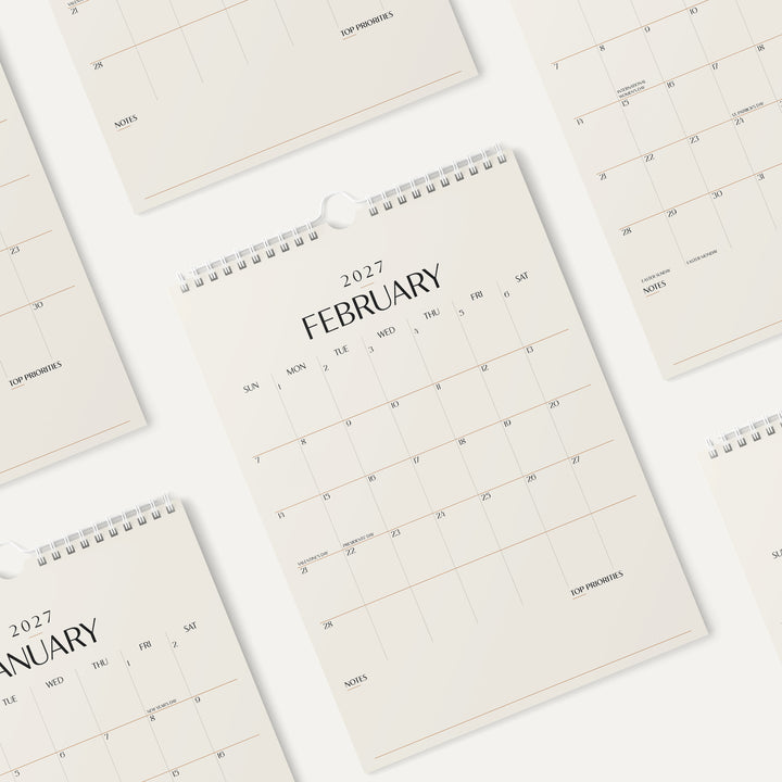 Beige Calendar 2026 | 18 Months | 11x17
