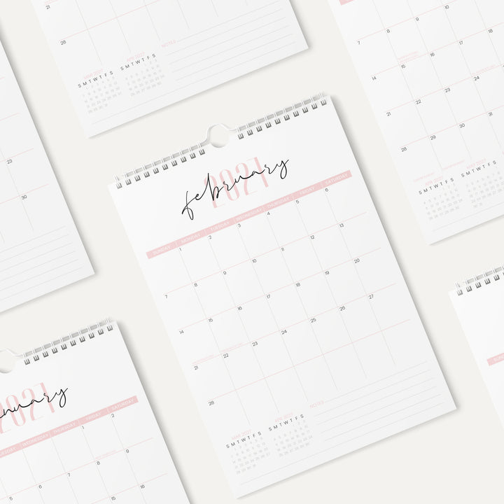Two Fonts Pink Calendar 2026 | 18 Months | 11x17
