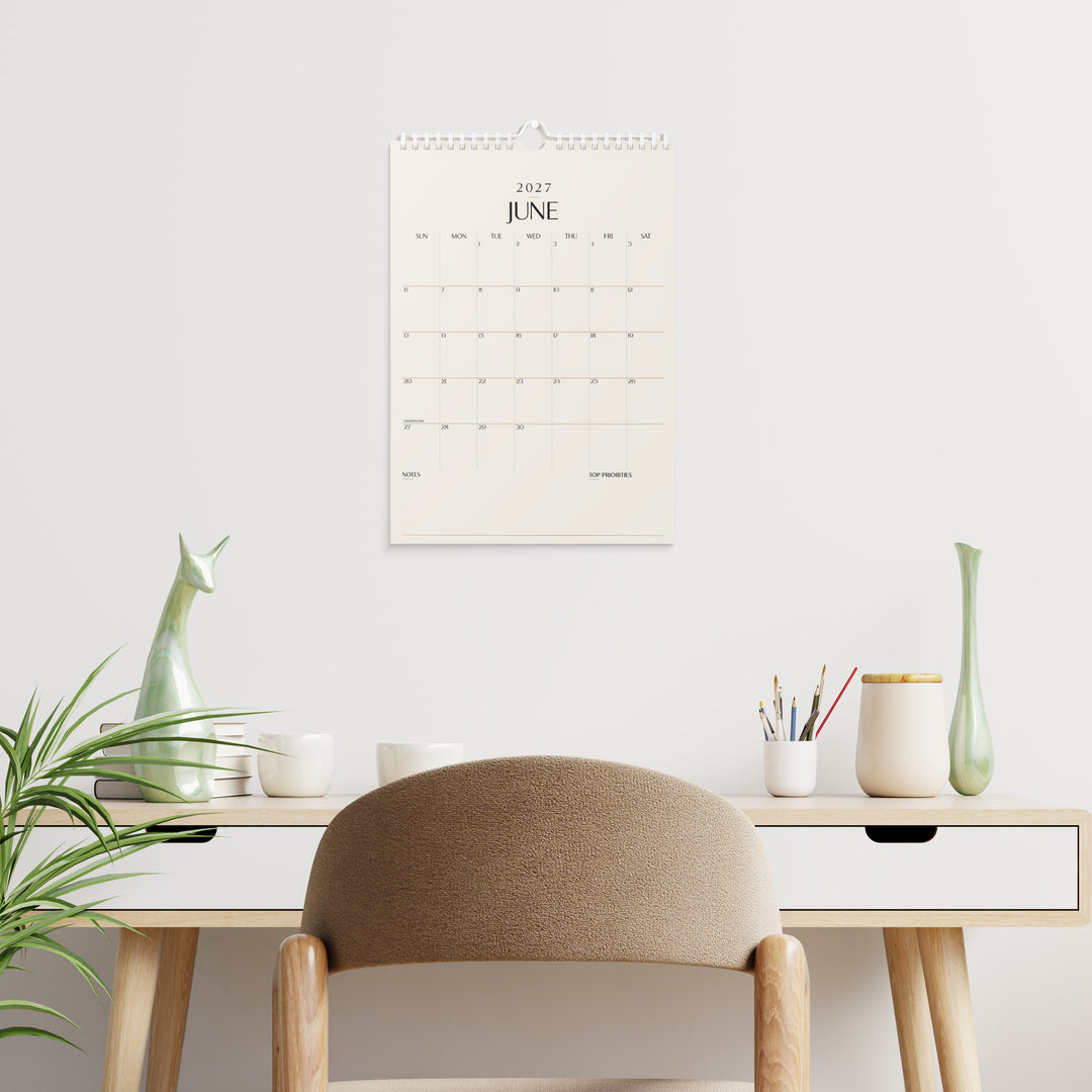 Beige Calendar 2026 | 18 Months | 11x17