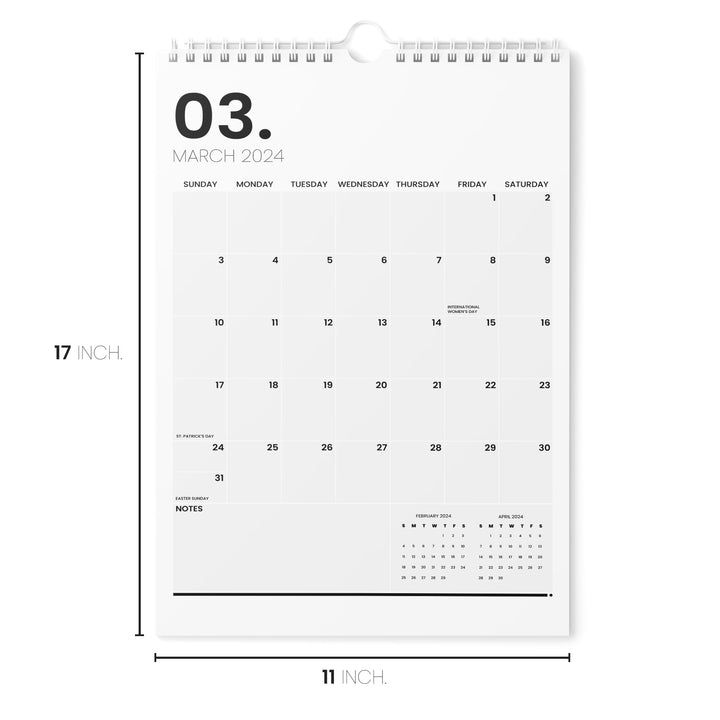 Minimalist Calendar 2024 | 18 Months | 11x17
