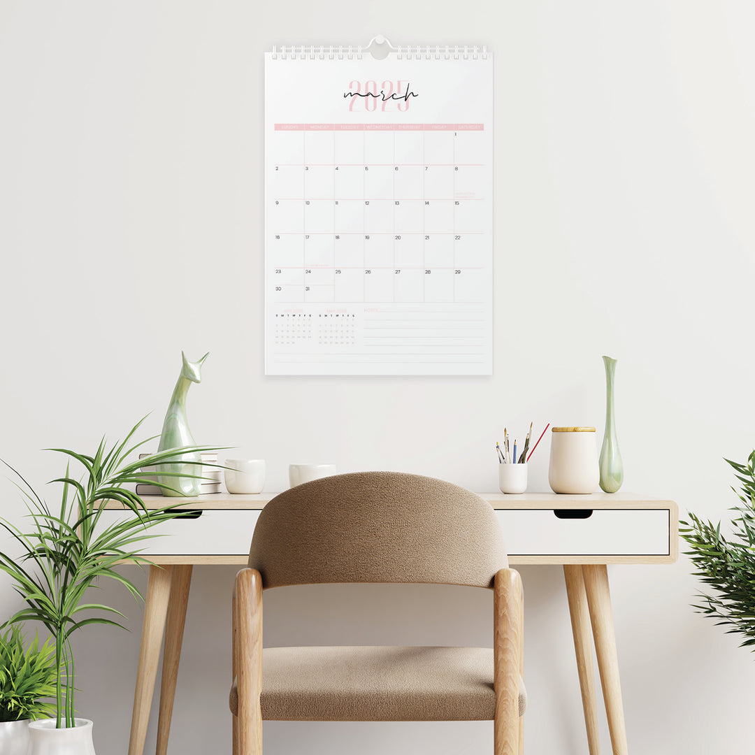 Two Fonts Pink Calendar 2024 | 18 Months | 11x17