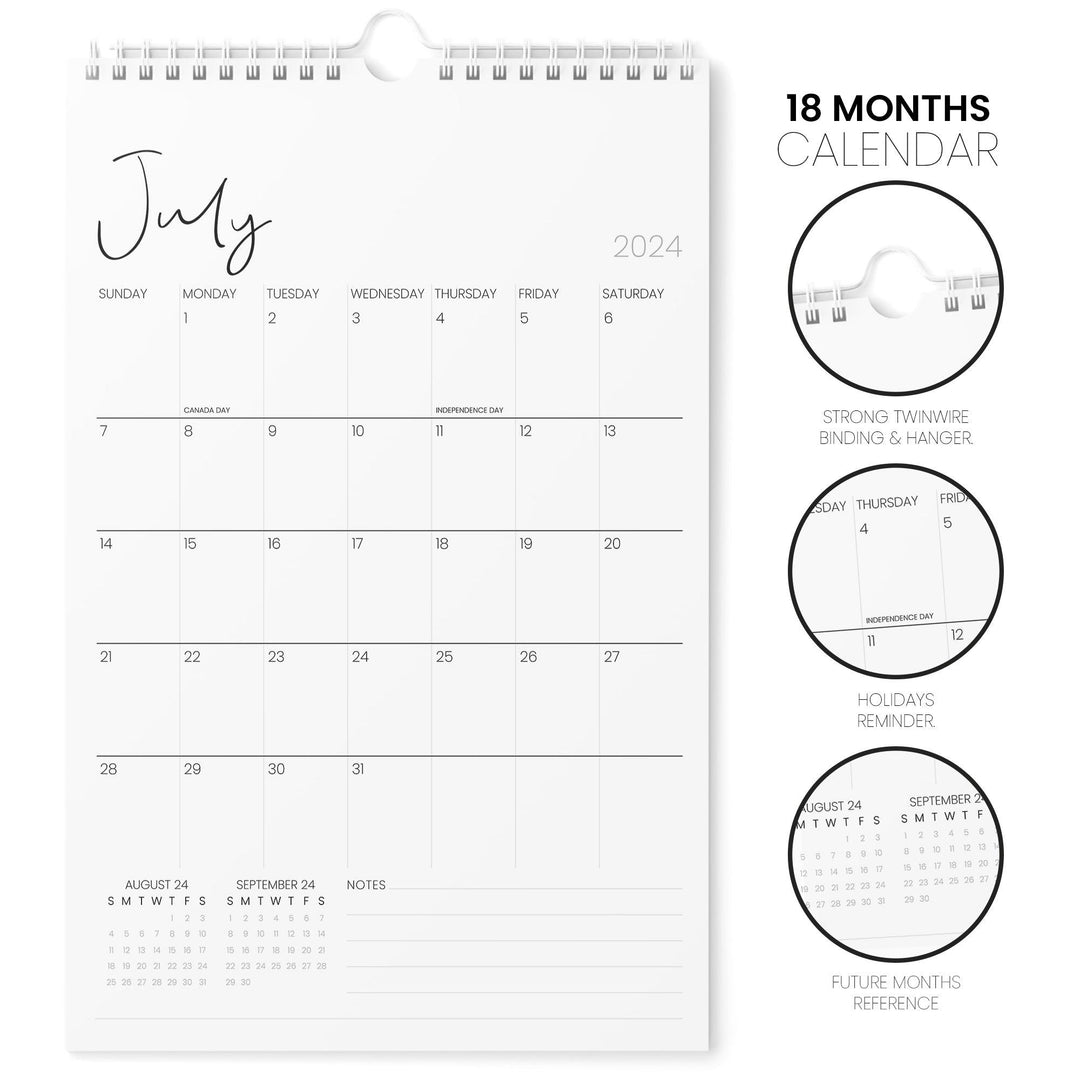 Cursive Calendar 2024 | 18 Months | 11x17 - Kartoprint