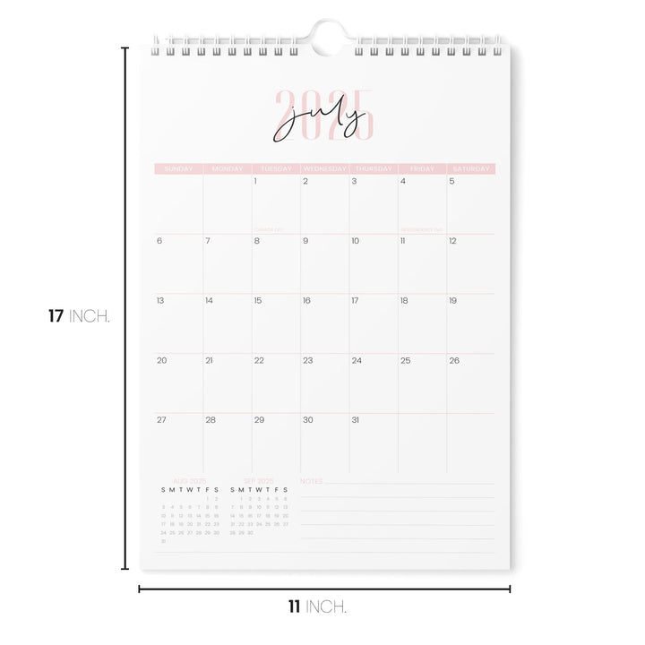 Two Fonts Pink Calendar 2024 | 18 Months | 11x17 - Kartoprint