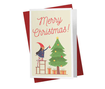 Funny Elf And Tree | Funny Christmas Card - Kartoprint