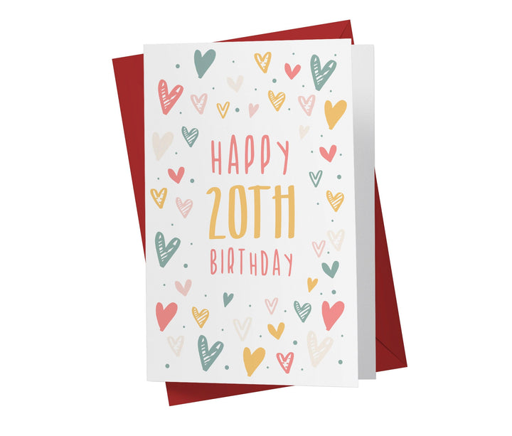 Cute Heart Doodles | 20th Birthday Card - Kartoprint