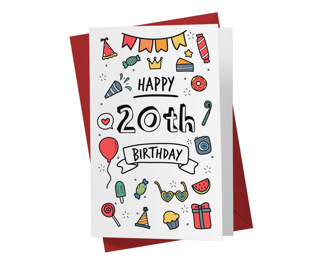 Party Doodles | 20th Birthday Card - Kartoprint