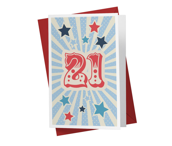 Retro Circus And Stars | 21st Birthday Card - Kartoprint