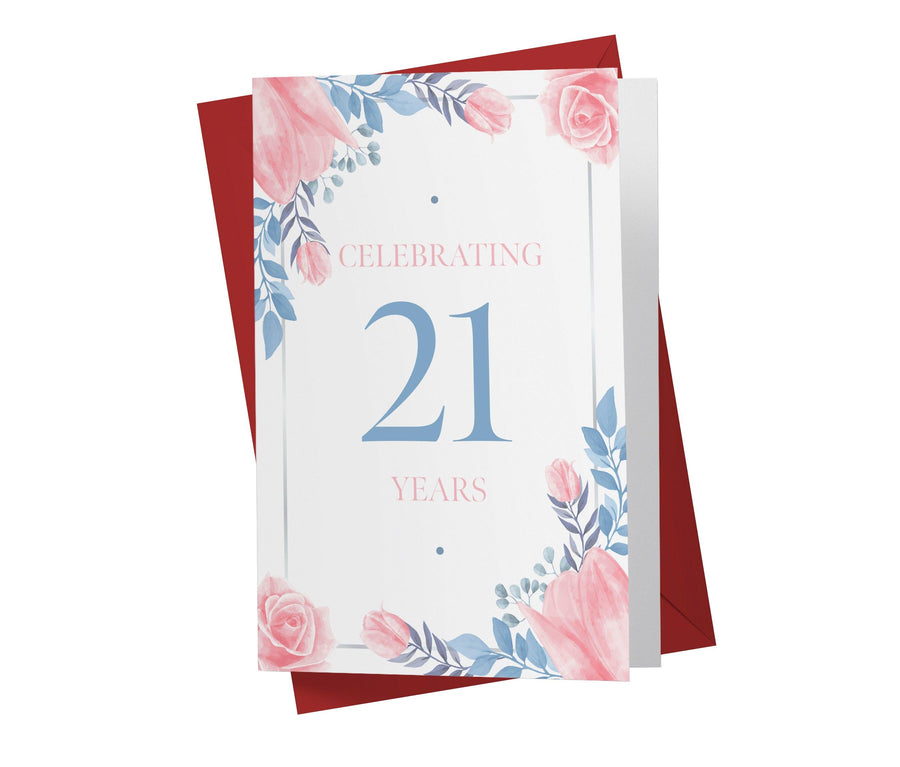 Blue and Pink Flowers | 21st Birthday Card - Kartoprint