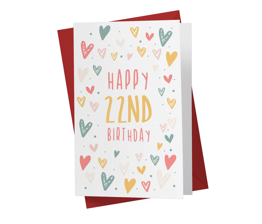 Cute Heart Doodles | 22nd Birthday Card - Kartoprint