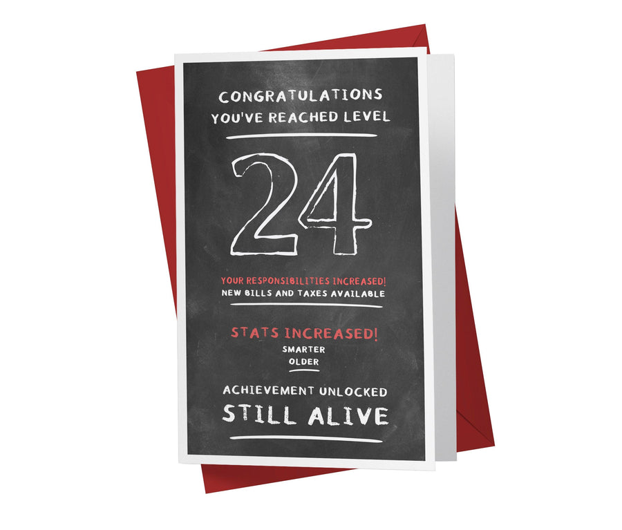 Congratulations, You've Reached Level | 24th Birthday Card - Kartoprint