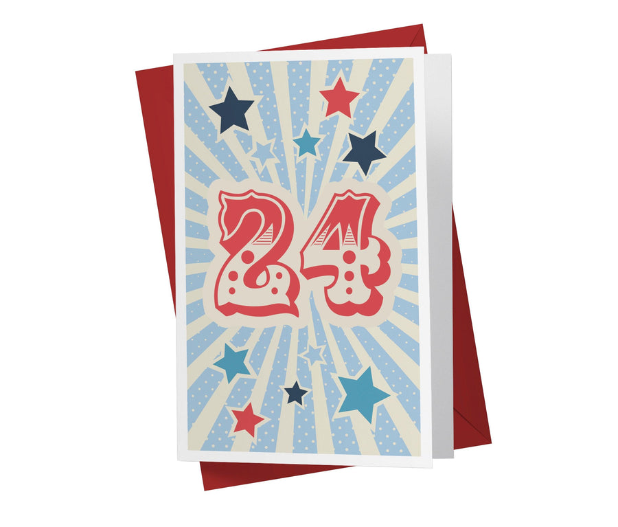 Retro Circus And Stars | 24th Birthday Card - Kartoprint