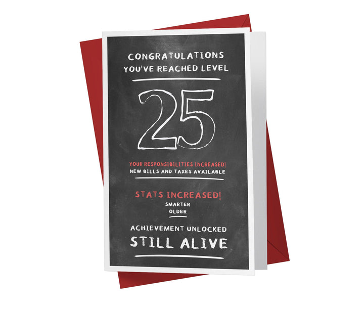 Congratulations, You've Reached Level | 25th Birthday Card - Kartoprint