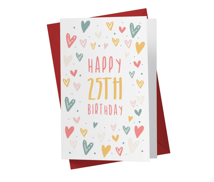 Cute Heart Doodles | 25th Birthday Card - Kartoprint
