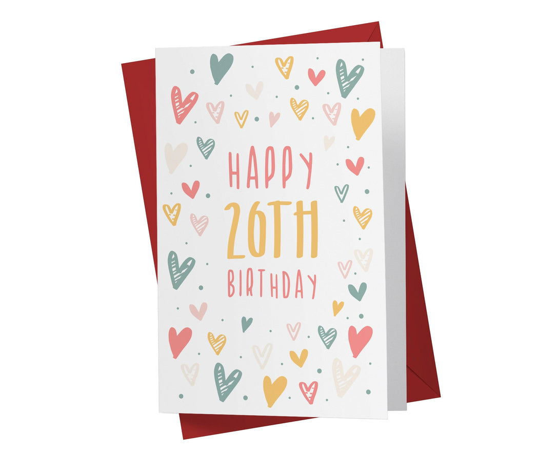 Cute Heart Doodles | 26th Birthday Card - Kartoprint