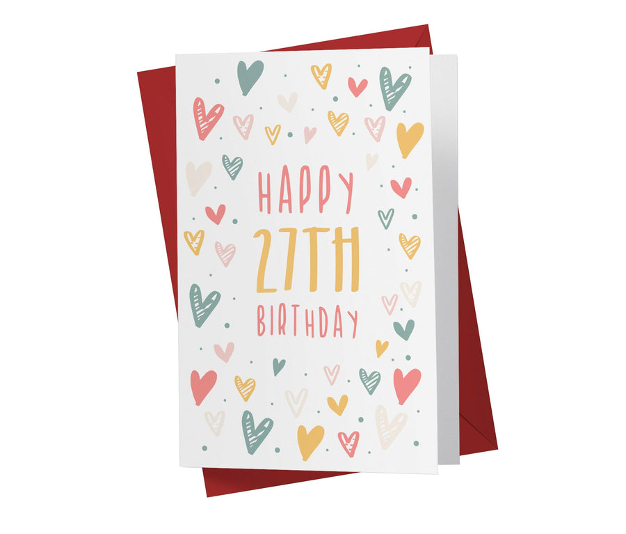 Cute Heart Doodles | 27th Birthday Card - Kartoprint