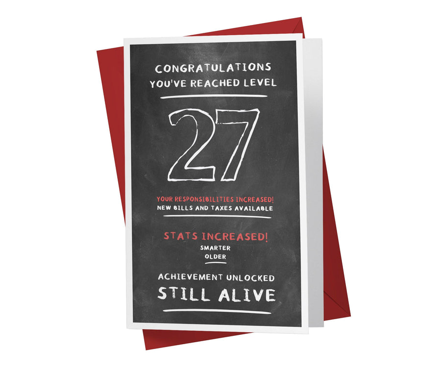 Congratulations, You've Reached Level | 27th Birthday Card - Kartoprint