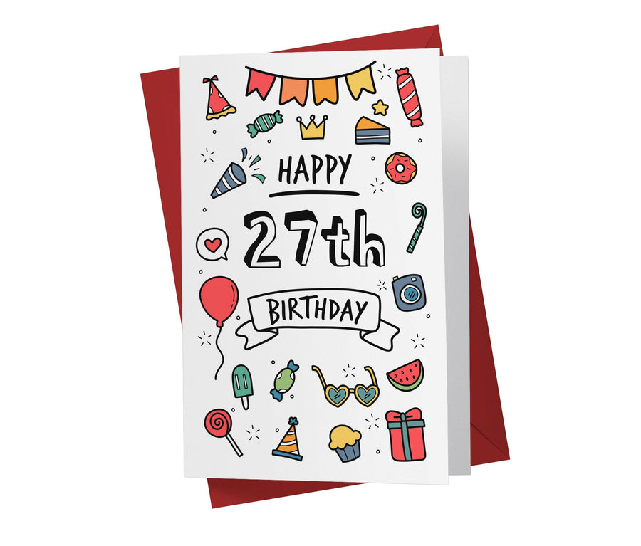 Party Doodles | 27th Birthday Card - Kartoprint