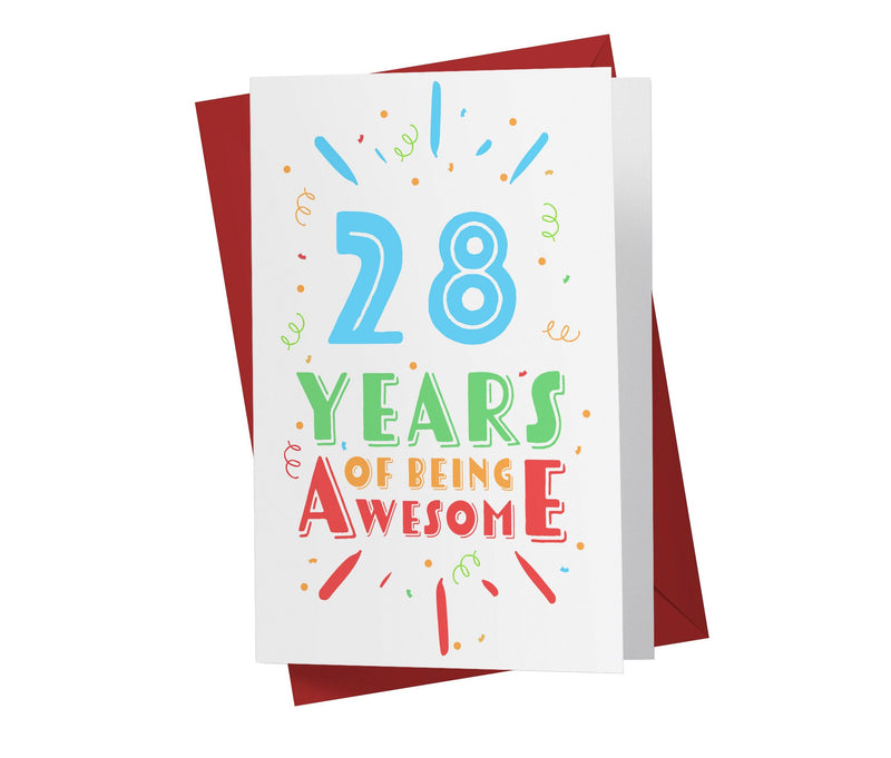 Of Being Awesome In Color | 28th Birthday Card - Kartoprint