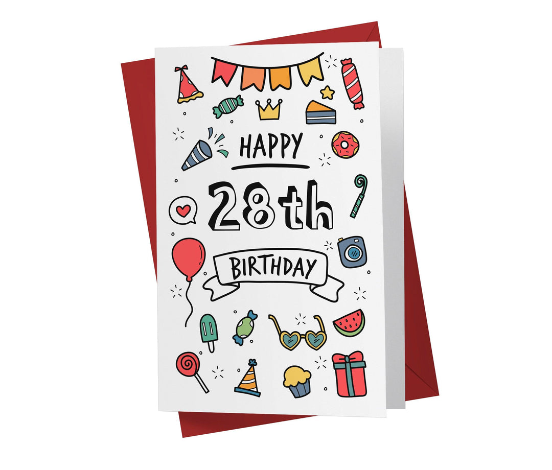 Party Doodles | 28th Birthday Card - Kartoprint