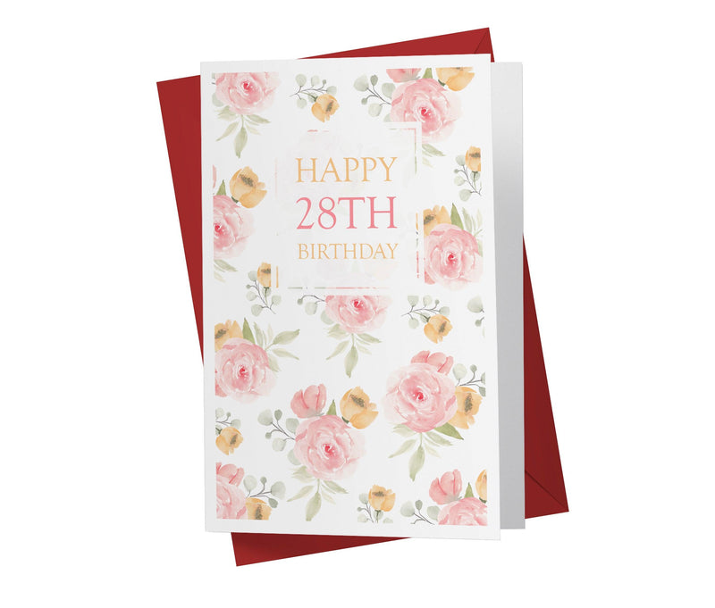 Pink Flower Bouquets | 28th Birthday Card - Kartoprint