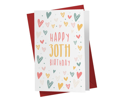Cute Heart Doodles | 30th Birthday Card - Kartoprint