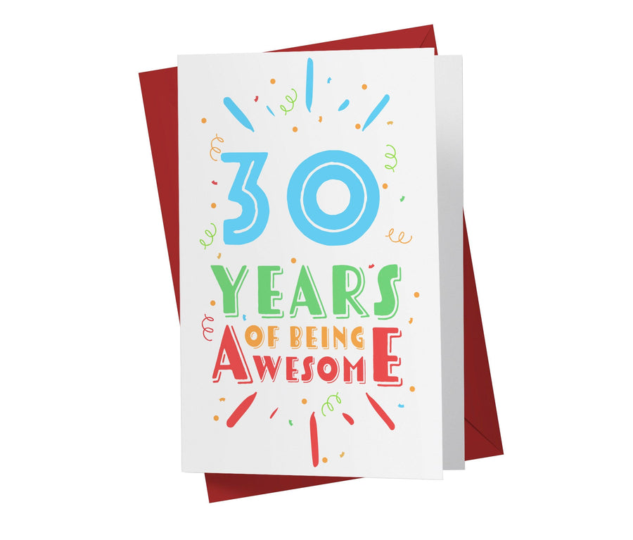 Of Being Awesome In Color | 30th Birthday Card - Kartoprint
