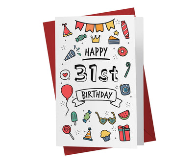 Party Doodles | 31st Birthday Card - Kartoprint