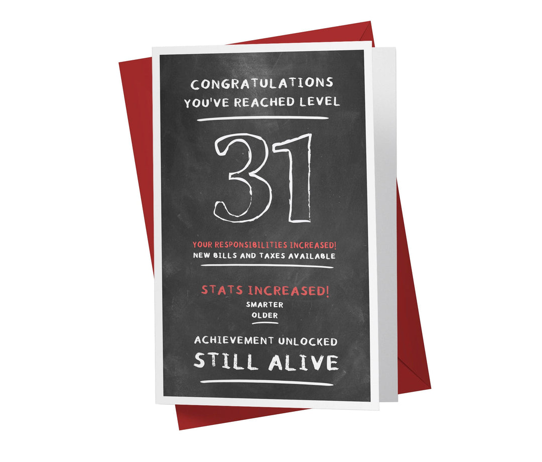 Congratulations, You've Reached Level | 31st Birthday Card - Kartoprint