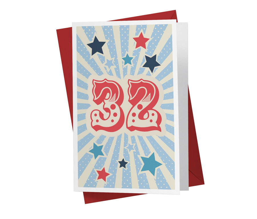 Retro Circus And Stars | 32nd Birthday Card - Kartoprint