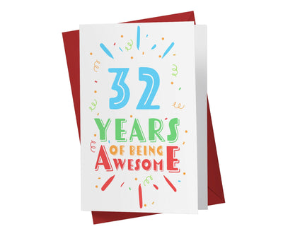 Of Being Awesome In Color | 32nd Birthday Card - Kartoprint