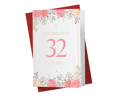 Pink Flowers | 32nd Birthday Card - Kartoprint