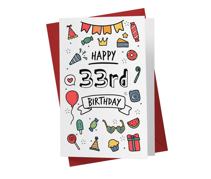 Party Doodles | 33rd Birthday Card - Kartoprint