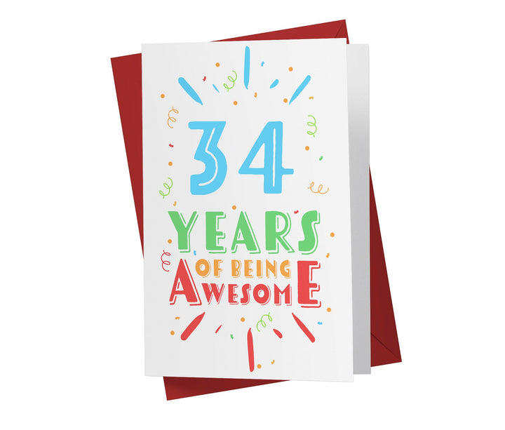 Of Being Awesome In Color | 34th Birthday Card - Kartoprint