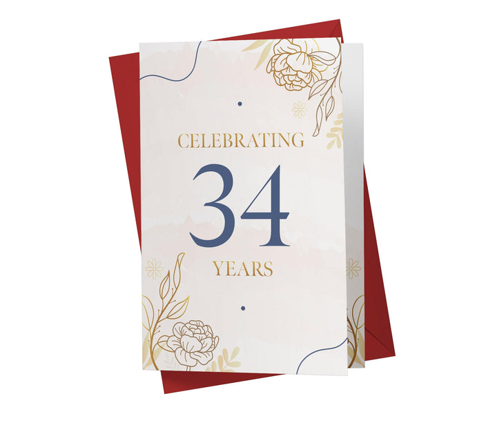Golden Flowers | 34th Birthday Card - Kartoprint