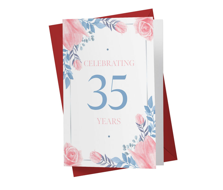 Blue and Pink Flowers | 35th Birthday Card - Kartoprint