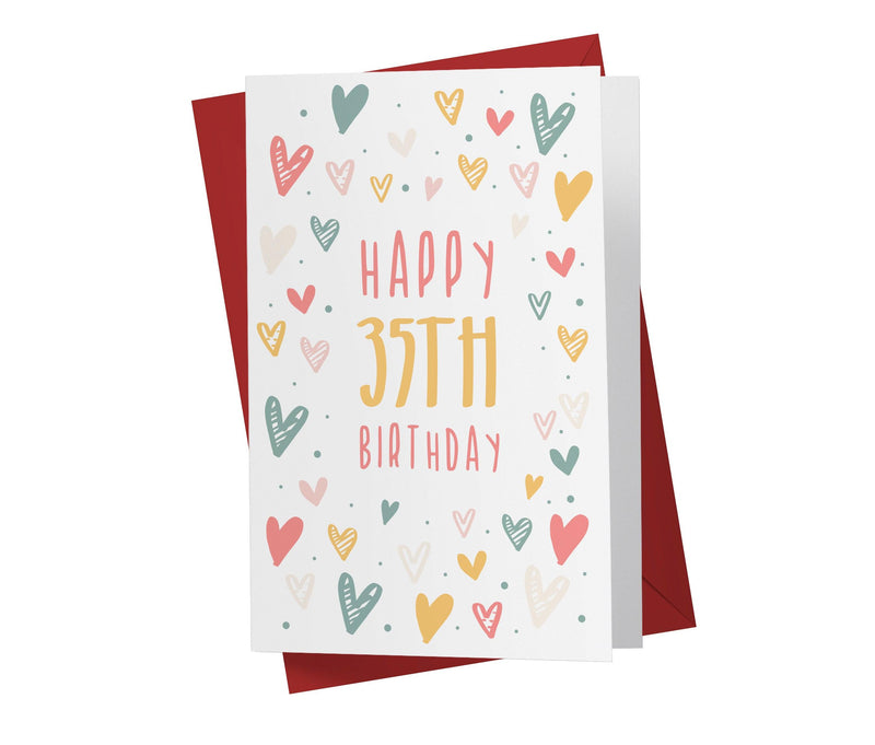Cute Heart Doodles | 35th Birthday Card - Kartoprint