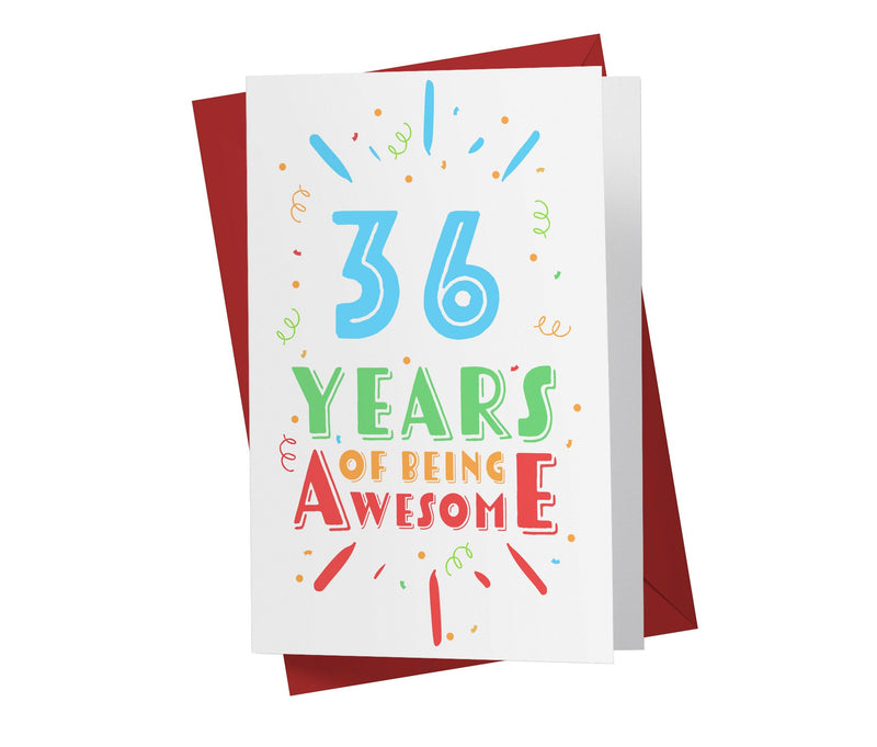 Of Being Awesome In Color | 36th Birthday Card - Kartoprint
