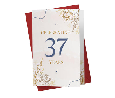 Golden Flowers | 37th Birthday Card - Kartoprint