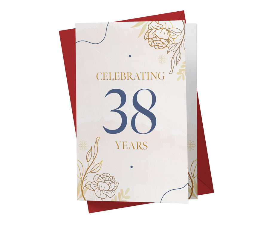 Golden Flowers | 38th Birthday Card - Kartoprint