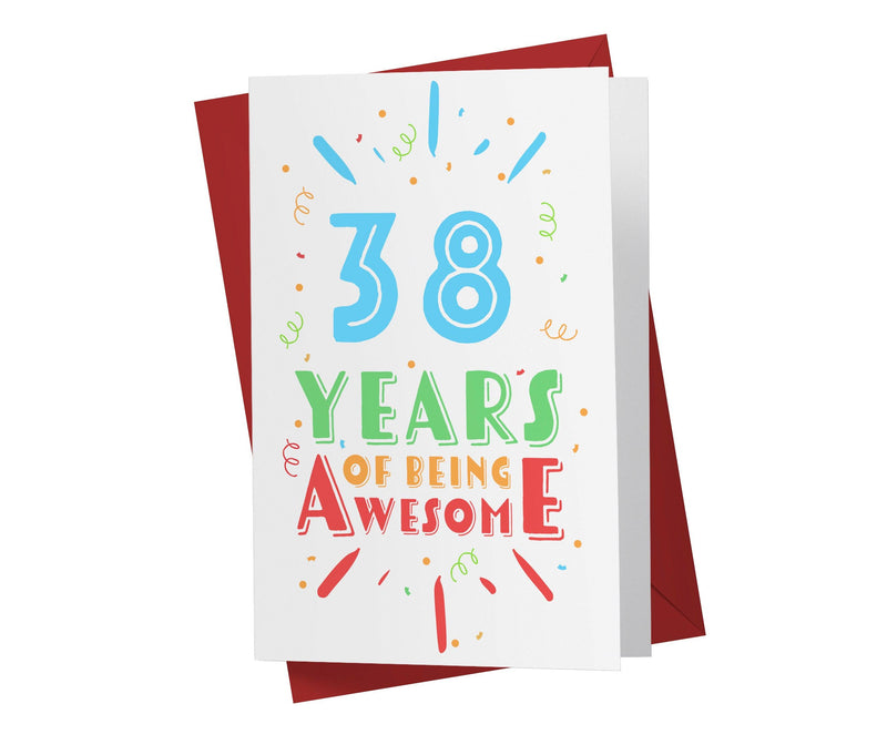 Of Being Awesome In Color | 38th Birthday Card - Kartoprint