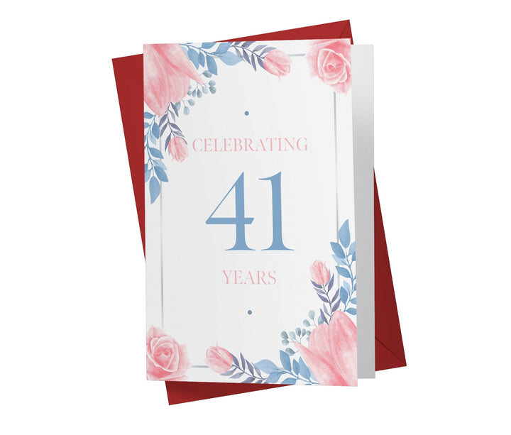 Blue and Pink Flowers | 41st Birthday Card - Kartoprint
