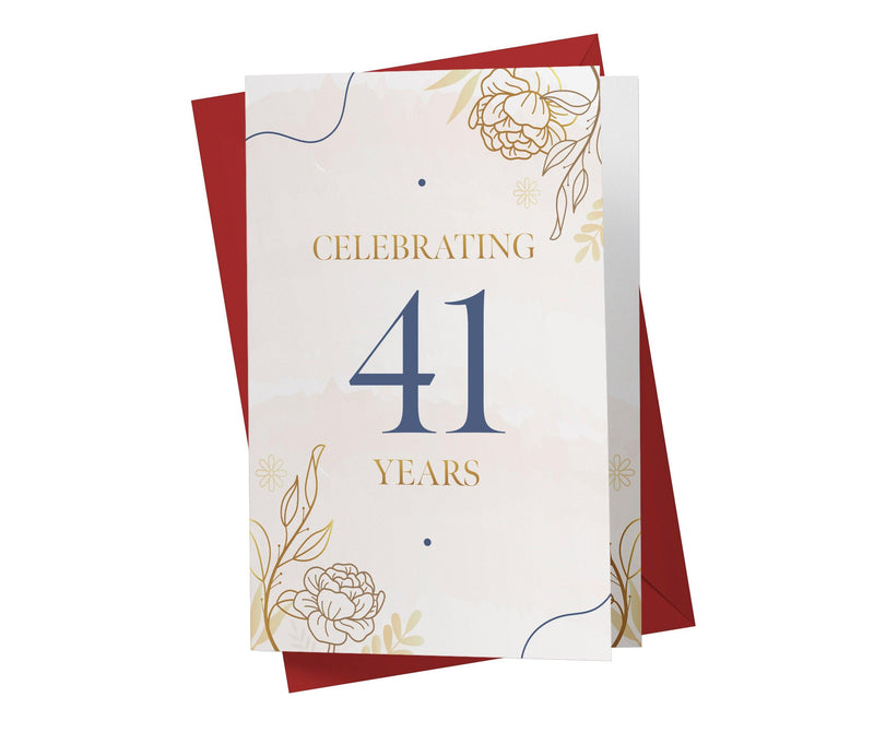 Golden Flowers | 41st Birthday Card - Kartoprint